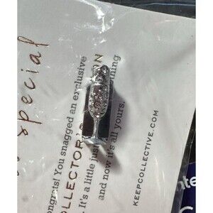 KEEP Collective Silver Pavé champagne glass Limited Edition Charm Slider NIP